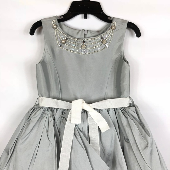 NWT US Angels Taffeta Silver Flower Girl Pageant Dress Size 5 - Picture 3 of 8